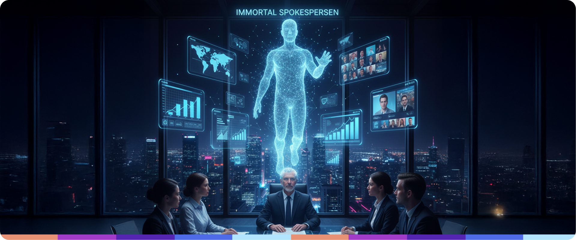 Side-by-side comparison of a human spokesperson and their highly realistic, enterprise-grade AI Digital Twin, symbolizing perpetual brand continuity.